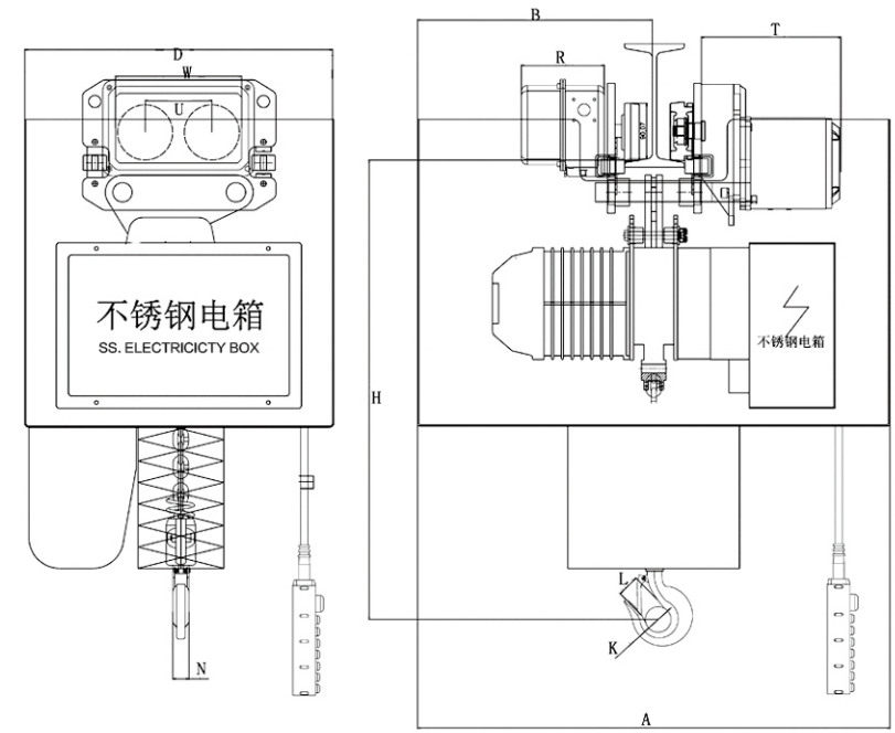 潔凈電動葫蘆結(jié)構(gòu)圖 潔凈電動葫蘆結(jié)構(gòu)圖
